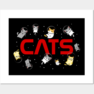 Funny Space Astronaut Cat Gifts Men Women Kids Cats Space Posters and Art